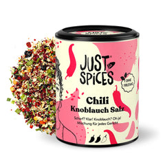 Just Spices Chili Czosnek Sól I Gewürzmix, der zu allen Gerichten schmeckt I Gewürzdose, 55 g