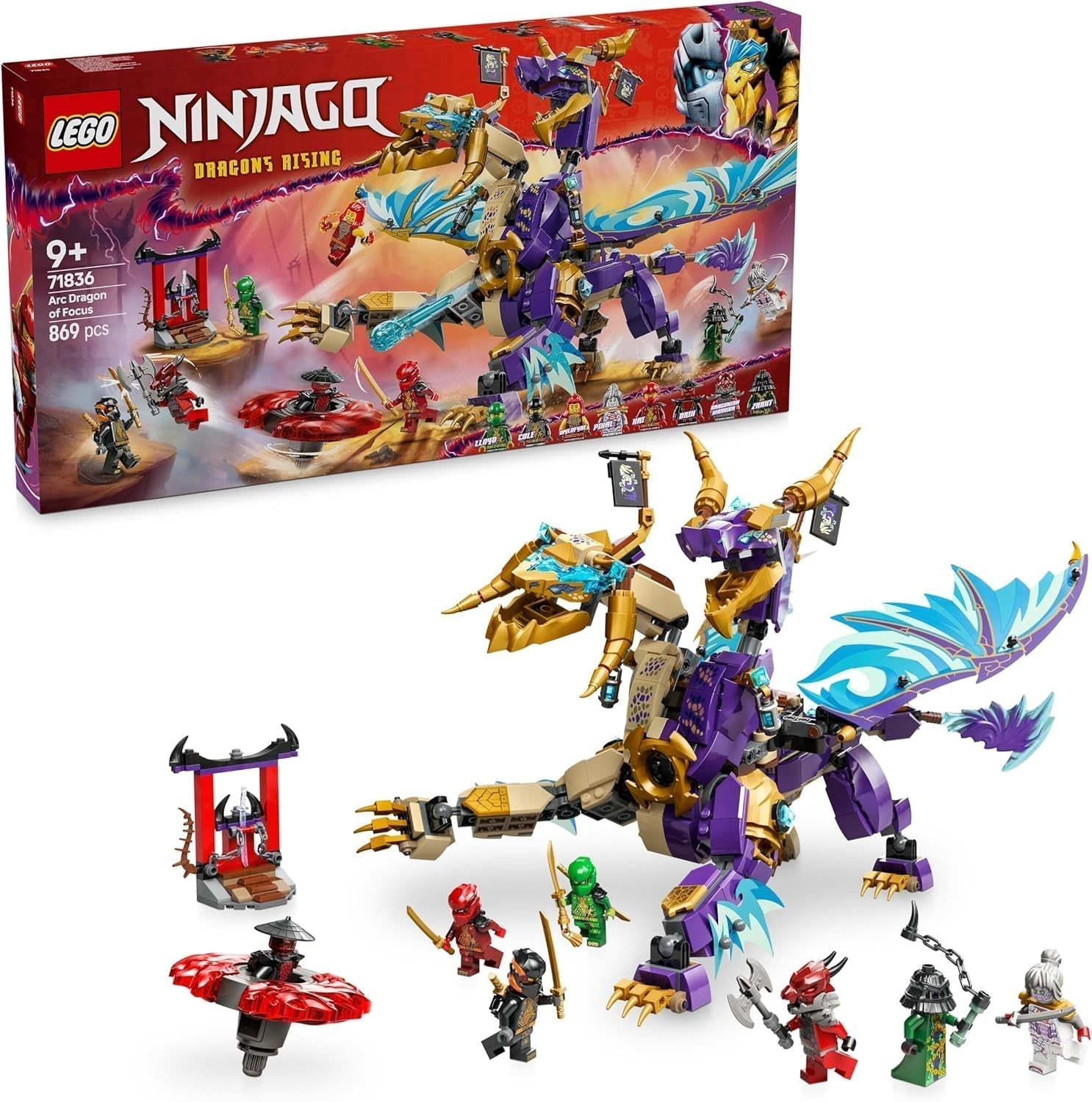 LEGO NINJAGO Świetlny smok - zabawka z 8 minifigurkami i kołem Spinjitzu - interaktywna zabawka konstrukcyjna ninja dla chłopców i dziewcząt powyżej 9 lat - pomysł na prezent dla fanów 71836 Zestawy do budowania Besuche den LEGO-Store Domyślny tytuł