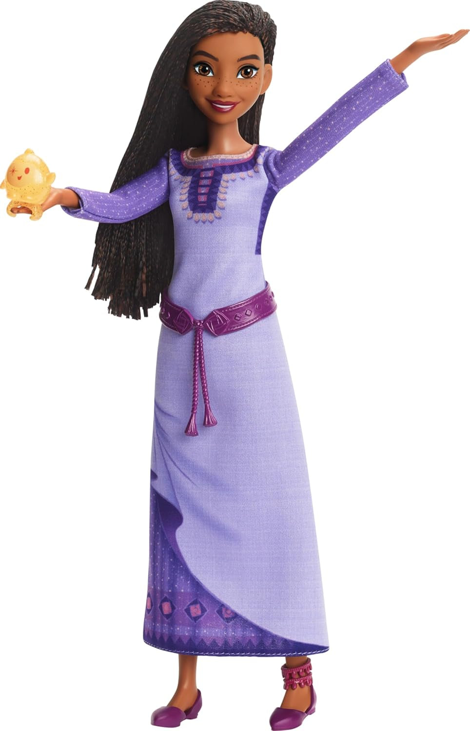 Mattel Disney Wish śpiewa piosenkę Asha of Rosas Modepuppe & Star Figur, beweglich mit abnehmbarem Outfit, śpiewa „This Wish” po angielsku