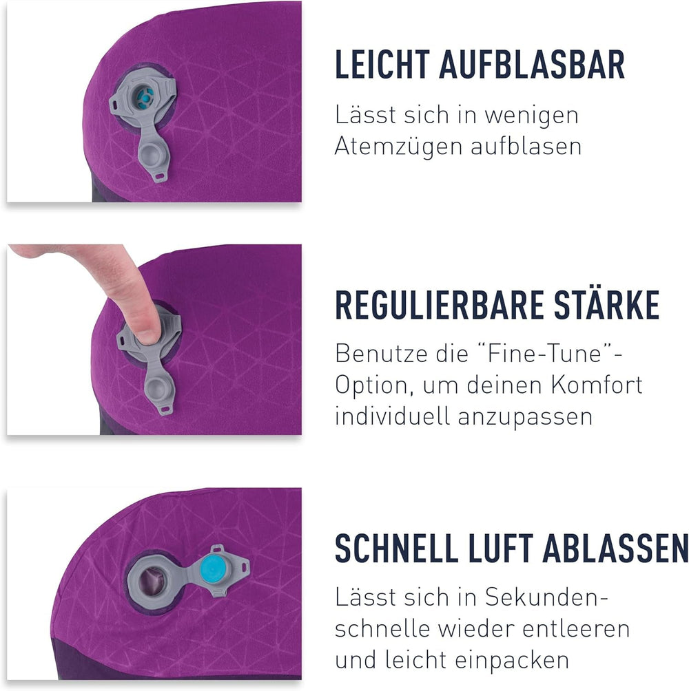 Sea to Summit - Pernă de susținere lombară Aeros Premium - Pernă de susținere gonflabilă - Alinare spate - Material poliester 50D - Geantă de călătorie compactă - Serviciu, călătorii și excursii cu mașina - Albastru marin - 93 g