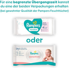 Chusteczki dla niemowląt Pampers Sensitive, 15 opakowań po 80 chusteczek, 1200 chusteczek dla niemowląt, delikatne oczyszczanie i ochrona skóry 2 w 1