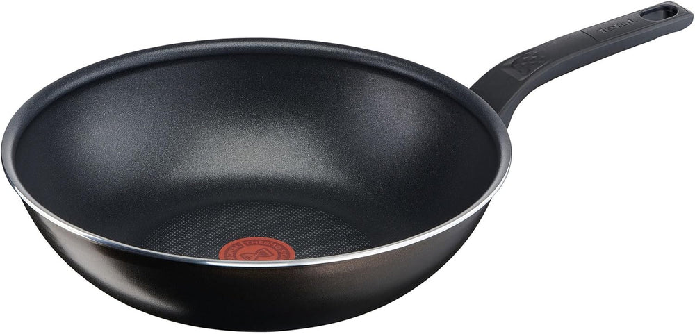 Tefal Easy Cook & Clean, powłoka nieprzywierająca, wskaźnik temperatury, niezalecany do garnków i patelni indukcyjnych Naty Shop Wok Pan 28 cm