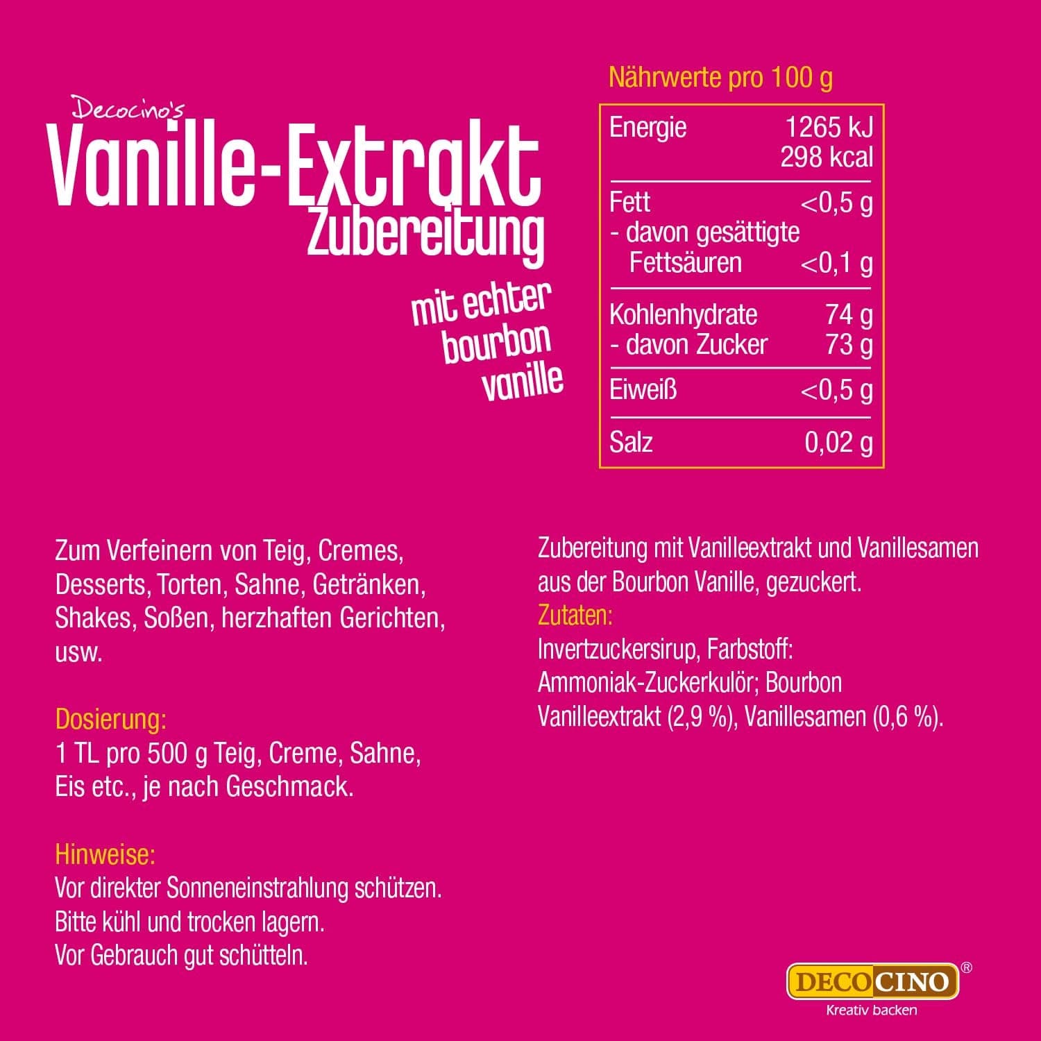 DECOCINO Ekstrakt z wanilii (20 ml) Aromas Naty Shop