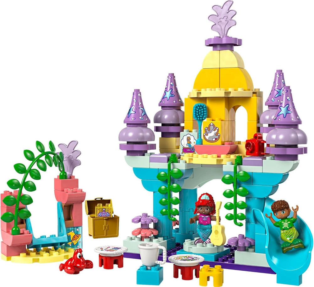 LEGO DUPLO Disney Arielles magischer Unterwasserpalast – Schloss Spielzeug aus Die kleine Meerjungfrau für Mädchen & Jungen ab 2 Jahren – Lernspielzeug für Kinder mit 3 Figuren – Geschenk – 10435