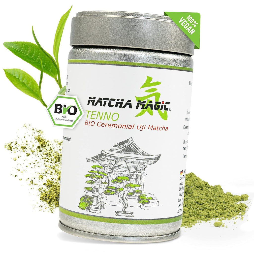 Matchamagic Tenno Ceai Matcha organic pudră 30 g - Ceai verde japonez original de calitate ceremonială - Matcha de înaltă calitate din Japonia pentru o savurare pură - Ideal pentru prepararea ceaiului și a smoothie-urilor