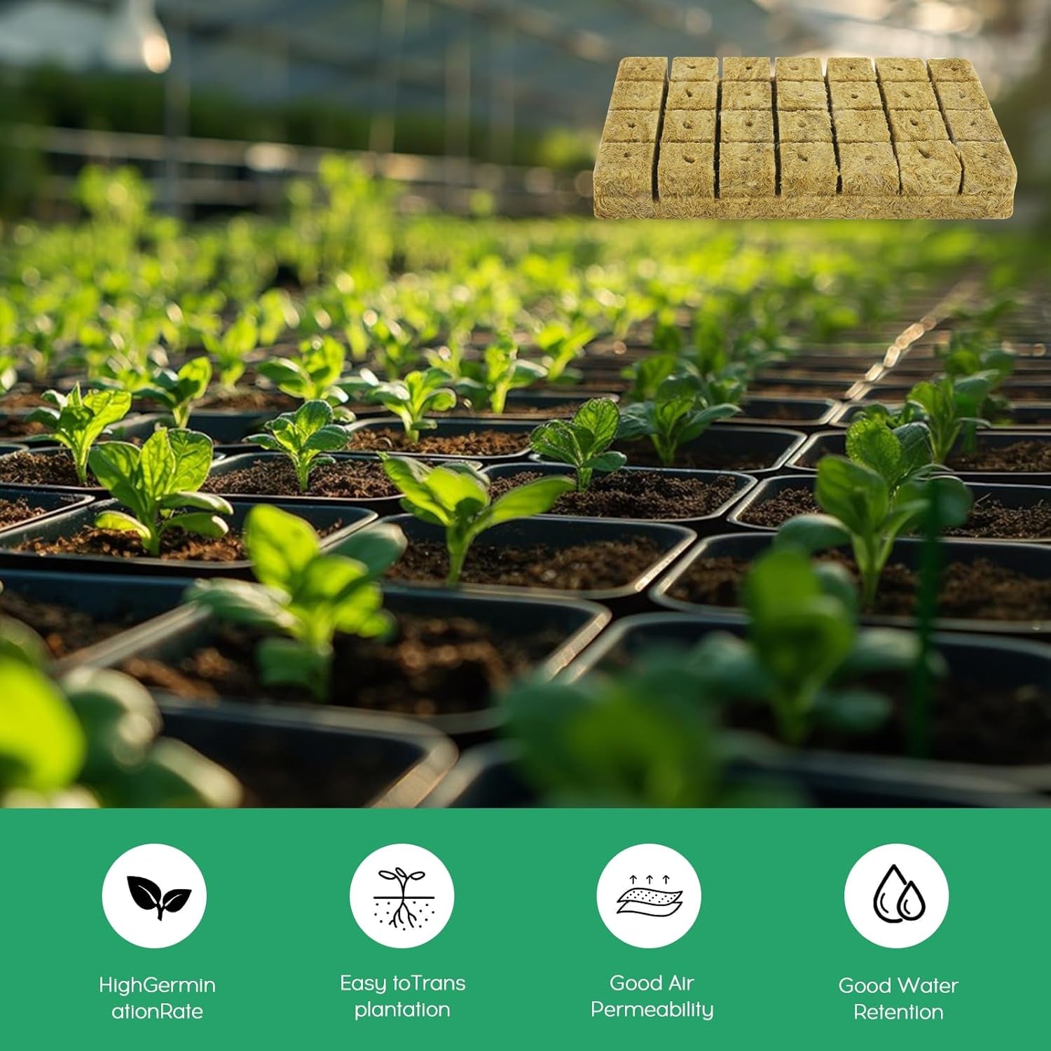 28 kostek wełny mineralnej, zestaw wełny mineralnej, mata do uprawy wełny mineralnej, mata do uprawy hydroponicznej bezglebowej, kostka wełny mineralnej, kostki wełny mineralnej do sadzonek, klonowania, rozmnażania 4*4*4cm