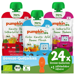 Pumpkin Organics 24Pack, organiczne puree warzywne, bez dodatku cukru, dla dzieci od 6 miesiąca, 24 x 100 gramów Matka i Dziecko Naty Shop 24 x 100 gramy
