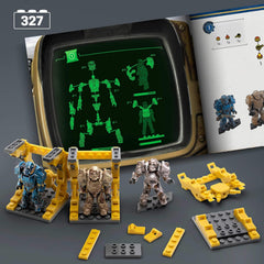Figurka MEGA Fallout Bauspielzeug, kolekcja pancerza wspomaganego T-60 z 327 zestawami, 5 mikro-figurek akcji i Zubehör, dla sammlera
