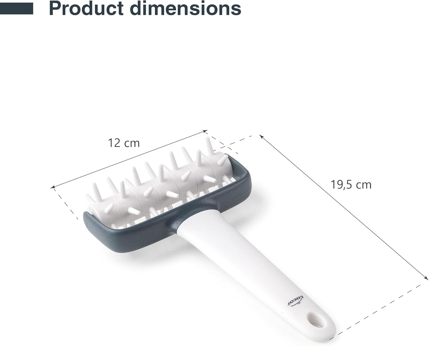 - 68802 - Küchenrollkissen, Tupfwalze, Nudelrolle, Verhindert Blasen im Teig, Ergonomischer Griff, 100% Abnehmbar, Spülmaschinenfest, Polipropylen, bez BPA, 12x19,5 cm