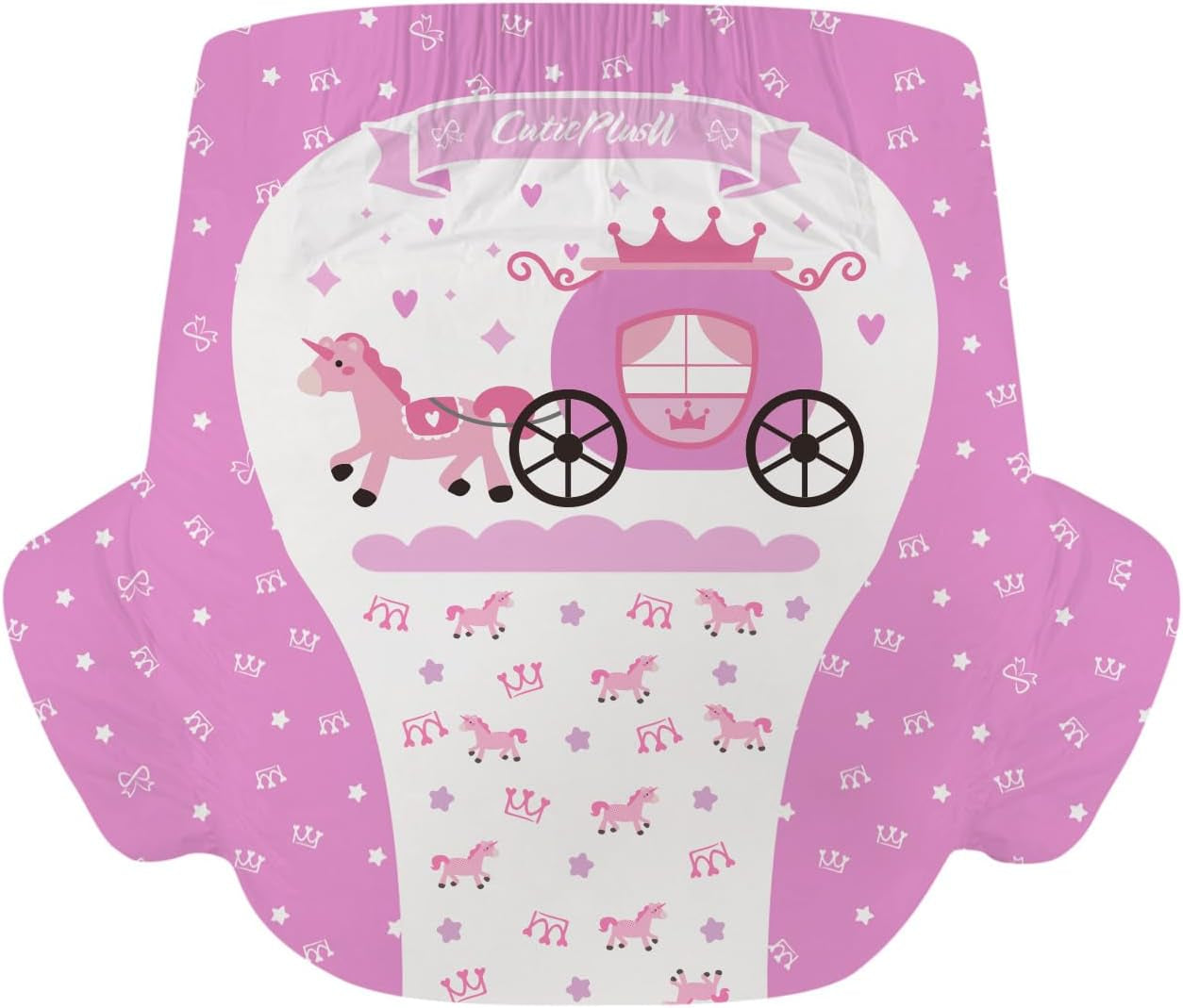 Pieluchy dla dorosłych CutiePlusU, 10 sztuk, jednorazowe majtki na nietrzymanie moczu z prześcieradłem dla kobiet i mężczyzn, maksymalna chłonność przez noc - Mała Księżniczka (duży rozmiar 94-119 cm)