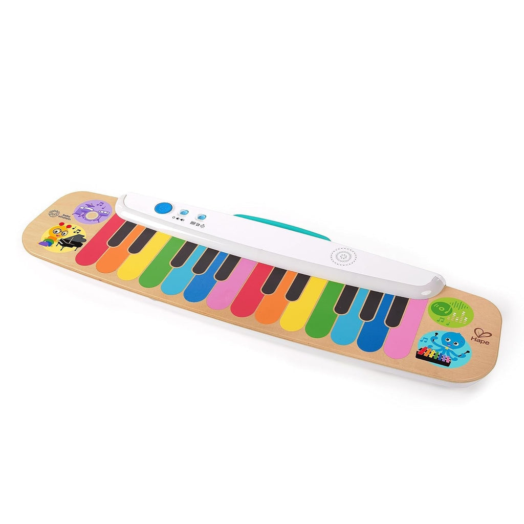 Baby Einstein 12577 Hape Cal's First Melodies Magic Touch Piano Pian muzical de jucărie din lemn cu 3 foi muzicale, 6 melodii, de la 6 luni, multicolor, 1 bucată (pachet de 1) Jucarii Bebe Naty Shop Note și chei