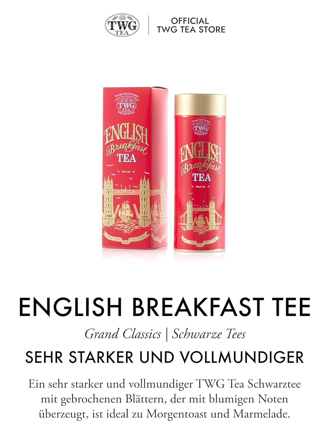 TWG Tea | Ceai englezesc pentru micul dejun | Ceai negru | Cu aromă plină și note florale | Cutie haute couture, 110 g | Set cadou