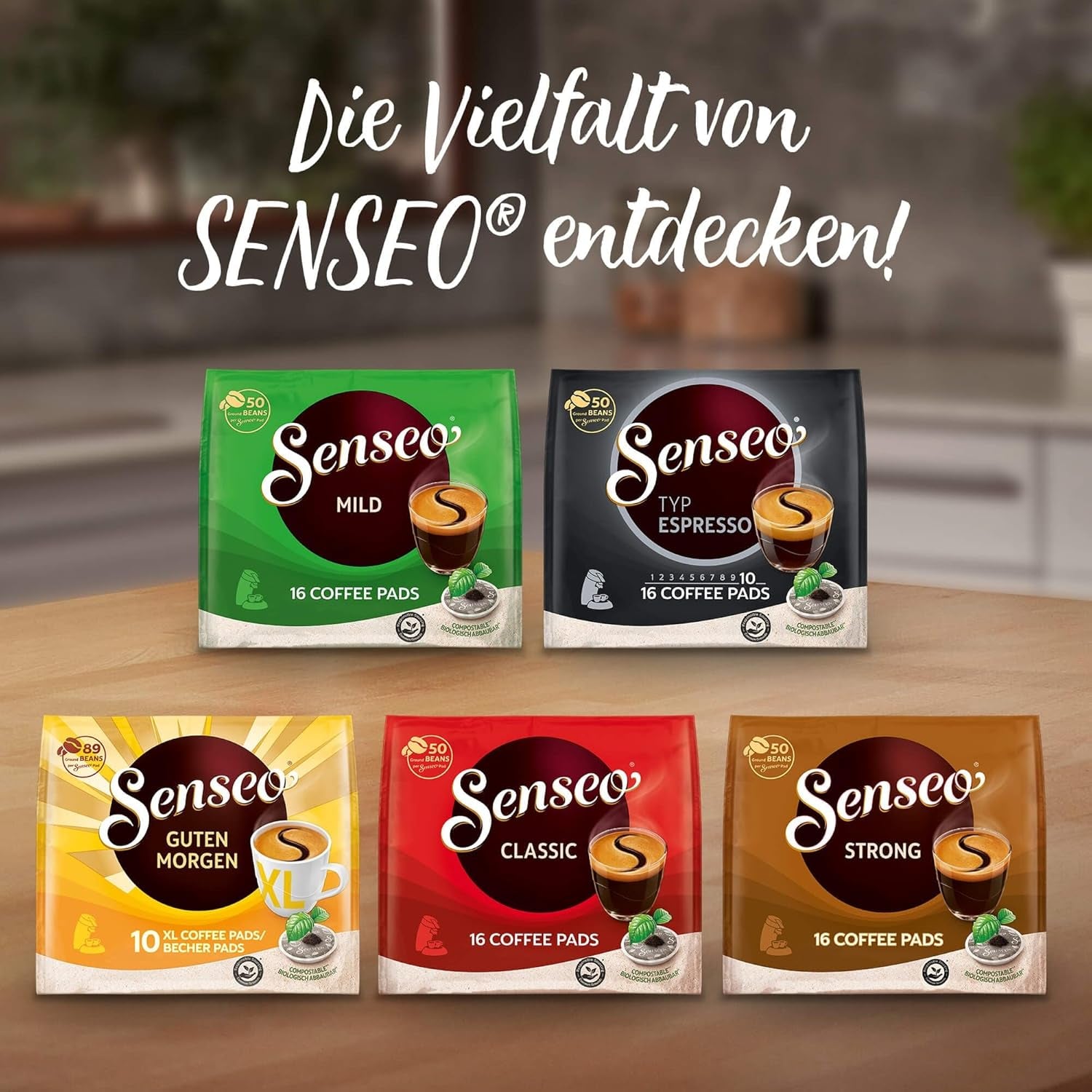 Senseo Pads Decaf Enkoffeiniert, 5 x 16 Getränke, 80 Kaffeepads