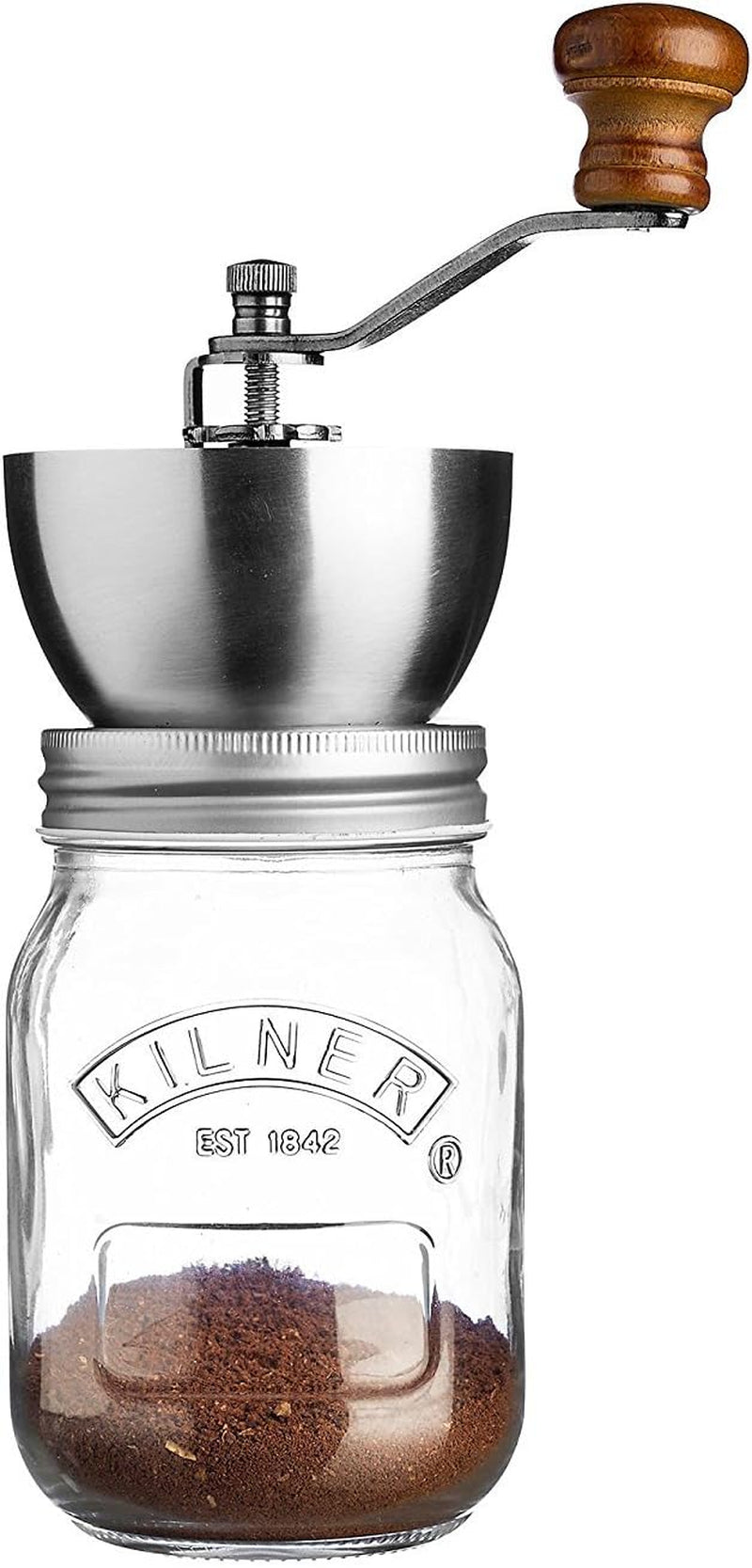 Borcan de mic dejun Kilner cu lingură / 350 ml, Ø 9,5 cm / 5 piese | cană pentru muesli la pachet / non-toxic / recipient din sticlă cu capac pentru muesli, terci și iaurt / recipient pentru ovăz peste noapte Cutii depozitare alimente Naty Shop Mașină de măcinat cafea