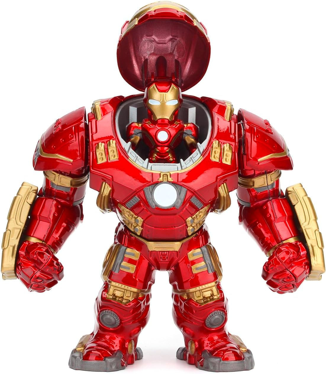Jada Toys Marvel Figurka Hulkbuster i Ironman, otwarty i zamknięty hełm, figurki kolekcjonerskie, zestaw, odlew ciśnieniowy, czerwony, rozmiar: 6-calowe figurki Hulkbuster i 2-calowe figurki Ironman Naty Shop