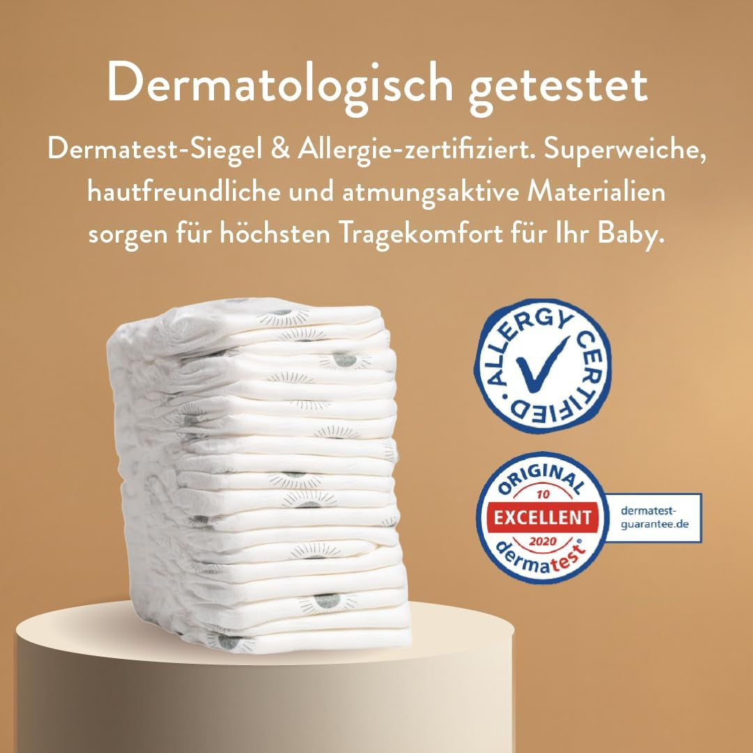 Pieluszki push-up rozmiar 4 L (7-12 kg) - 1 worek po 25 sztuk - Nie zawiera substancji szkodliwych, ekologiczne, ultrapłaskie, do stosowania na noc - Wyprodukowano w Danii