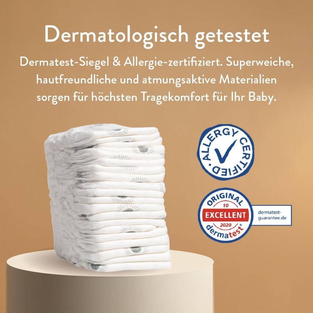 Pieluszki push-up rozmiar 4 L (7-12 kg) - 1 worek po 25 sztuk - Nie zawiera substancji szkodliwych, ekologiczne, ultrapłaskie, do stosowania na noc - Wyprodukowano w Danii