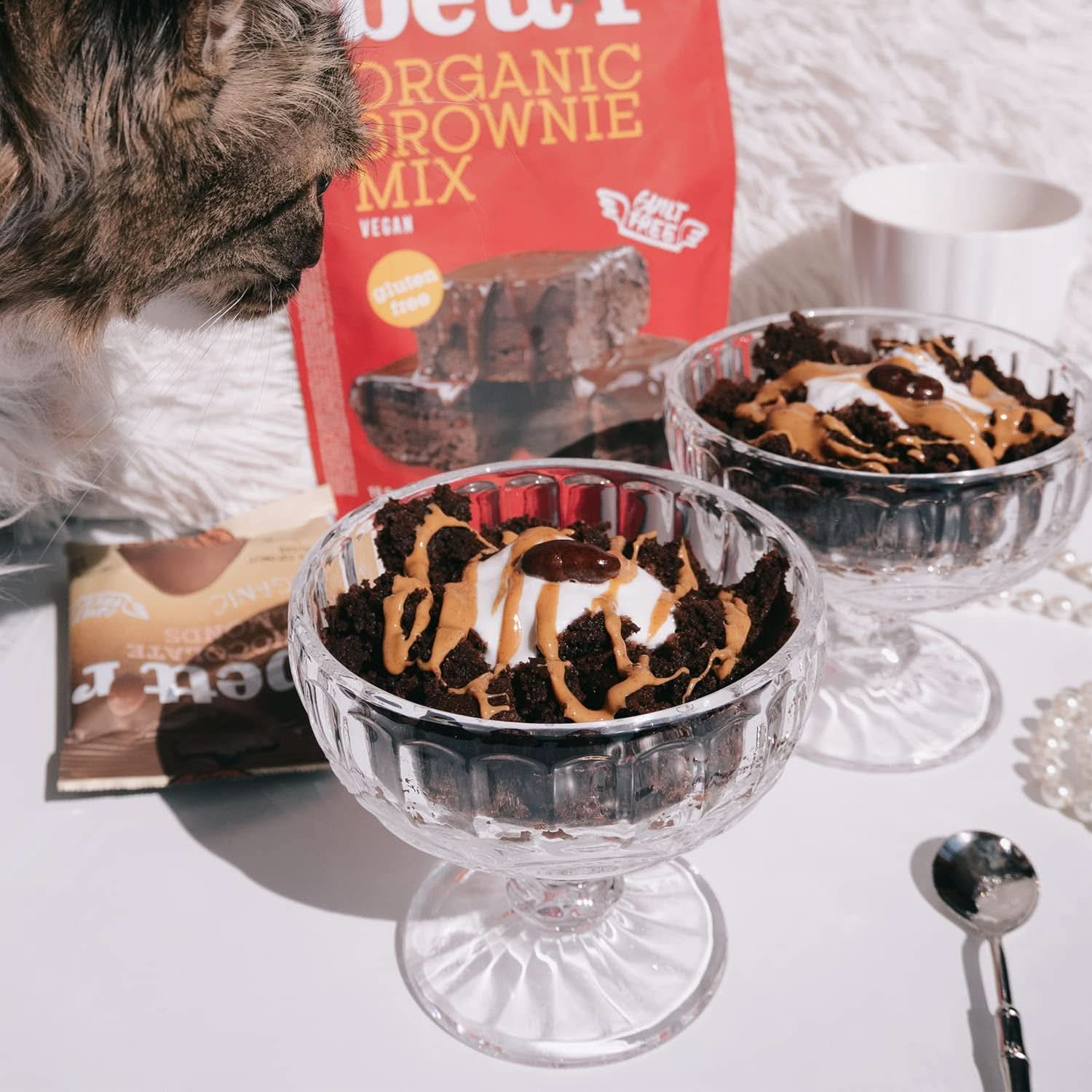 Bettr Organic Brownie Mix - Negrese organice, vegane și fără gluten cu aromă bogată de cacao, 6 x 400 grame Bucatarie Naty Shop