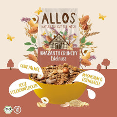 ALLOS Amarantowy Chrupiący Nobleuss | Organiczne musli orzechowe płatki owsiane dla małego sklepu Cereal Naty