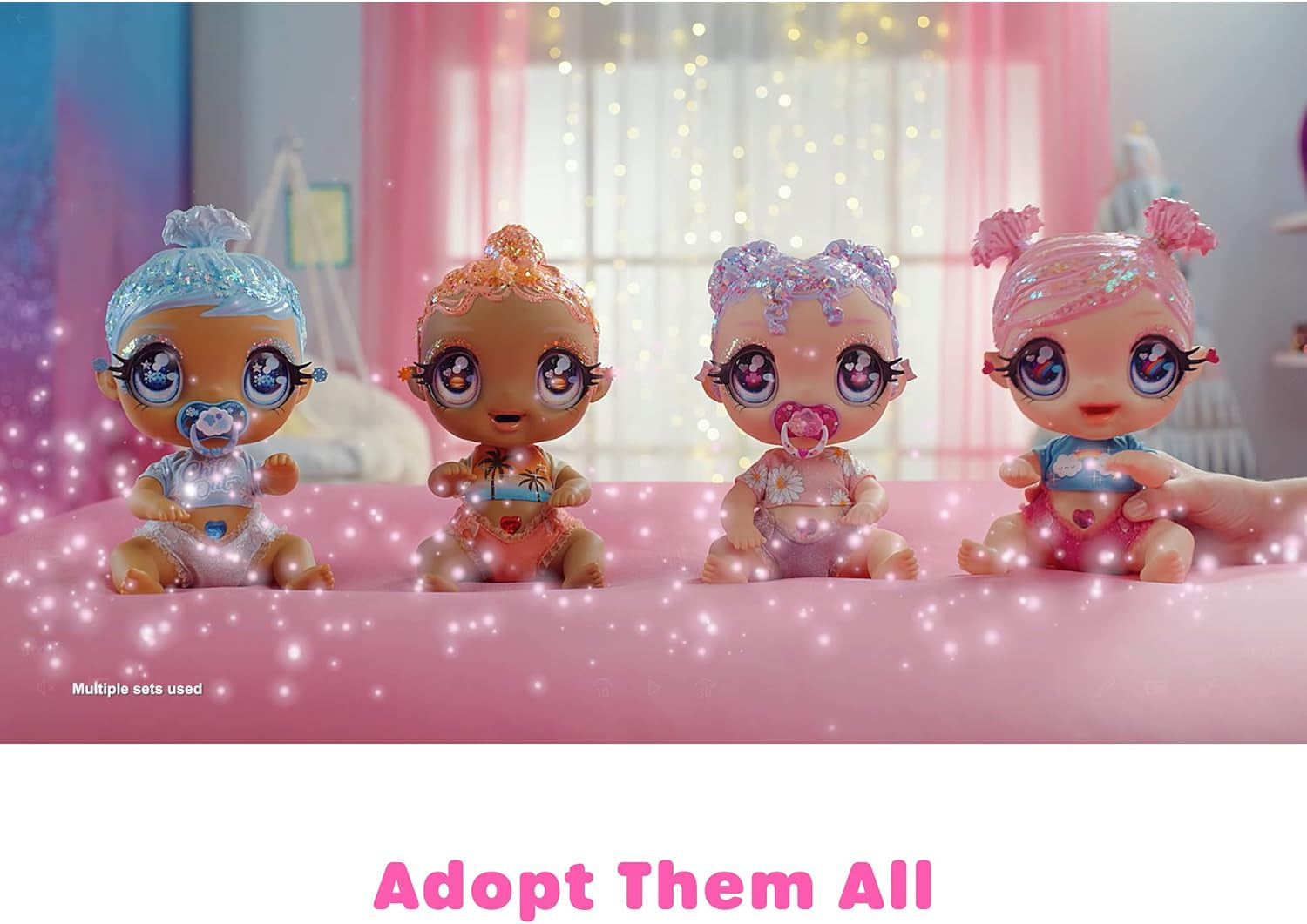 MGA Glitter Babyz - LILA WILDBLOOM - Babypuppe mit 3 magischen Farbwechseln durch eiskaltes Wasser - mit lila Glitzer-Haar, Wildblumen-Outfit, Windel, Flasche und Schnuller - Für Kinder ab 3 Jahren