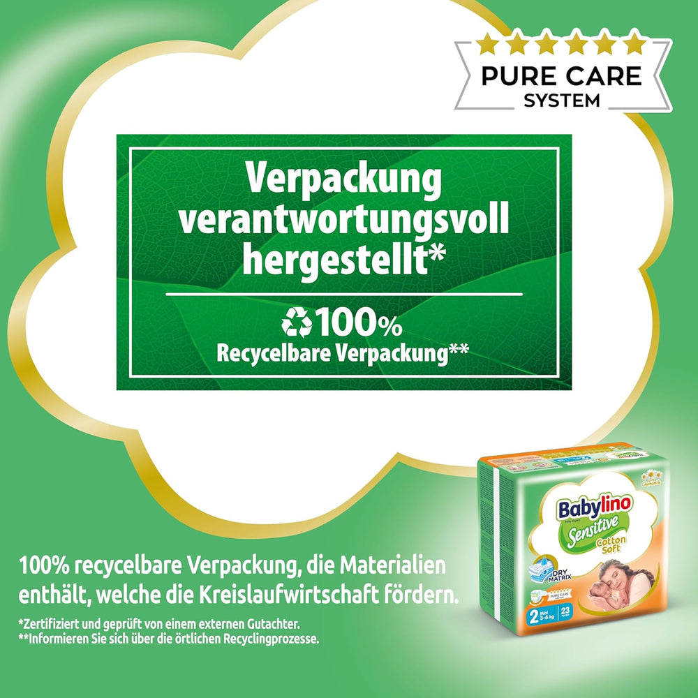 Pieluchy dla wrażliwych dzieci, rozmiar 2, mini (3-6 kg), 192 pieluszki