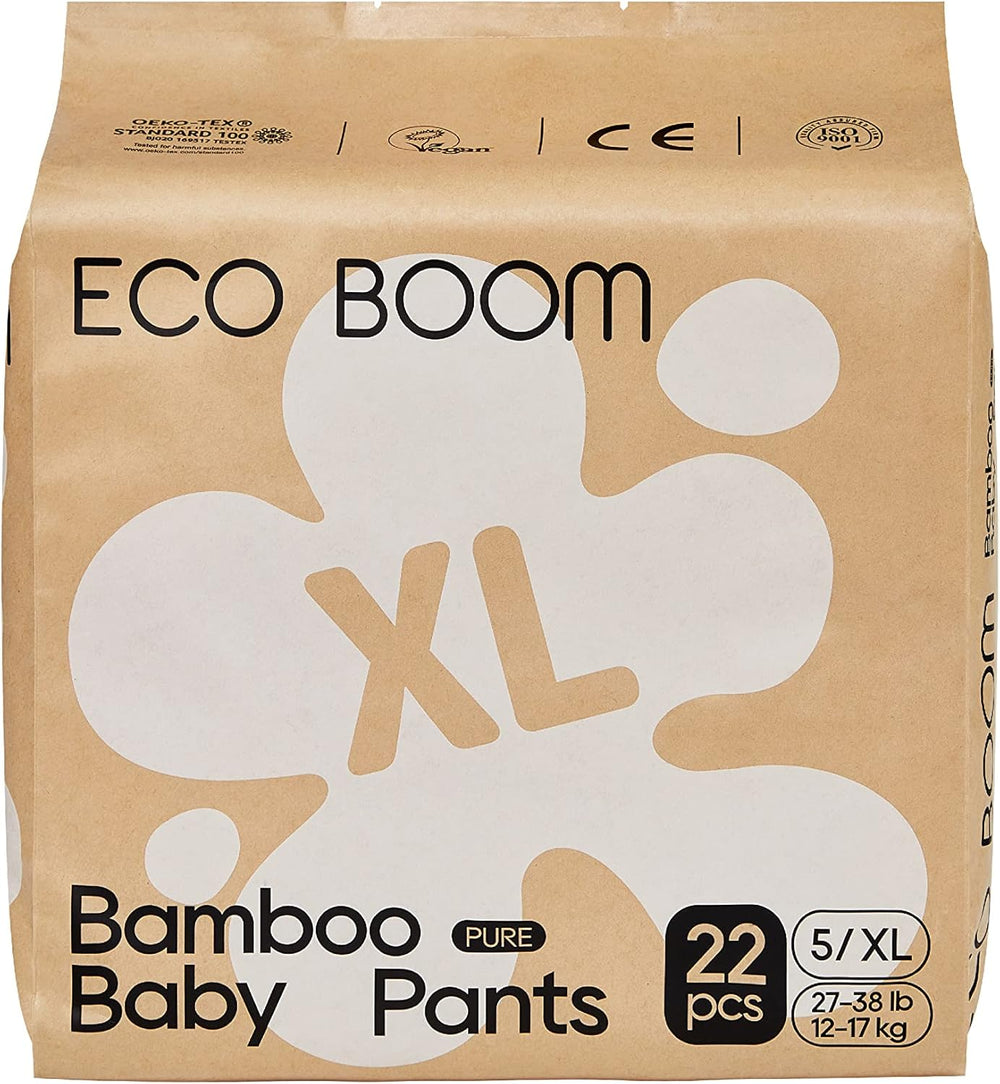 ECO BOOM Bambusowe pieluszki dla niemowląt - Rozmiar 6 (20kg), Roślinne pieluszki typu pull-up (17szt) - Premium Organic, Bezzapachowe, Przyjazne dla skóry, Super chłonne