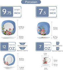 Set de veselă combinat din porțelan VEWEET, set de veselă de 30 de piese pentru 4-12 persoane, seria „Hannah”, format din farfurii de cină, farfurii de desert, farfurii de supă, cești de cafea și farfurioare