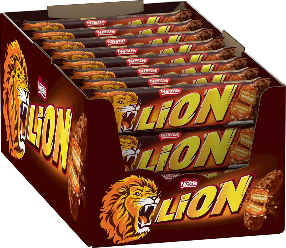NESTLÉ LION Choco, chrupiący batonik czekoladowy z nadzieniem karmelowym i chrupiącym wafelkiem, opakowanie 24 szt. (24 x 42g)