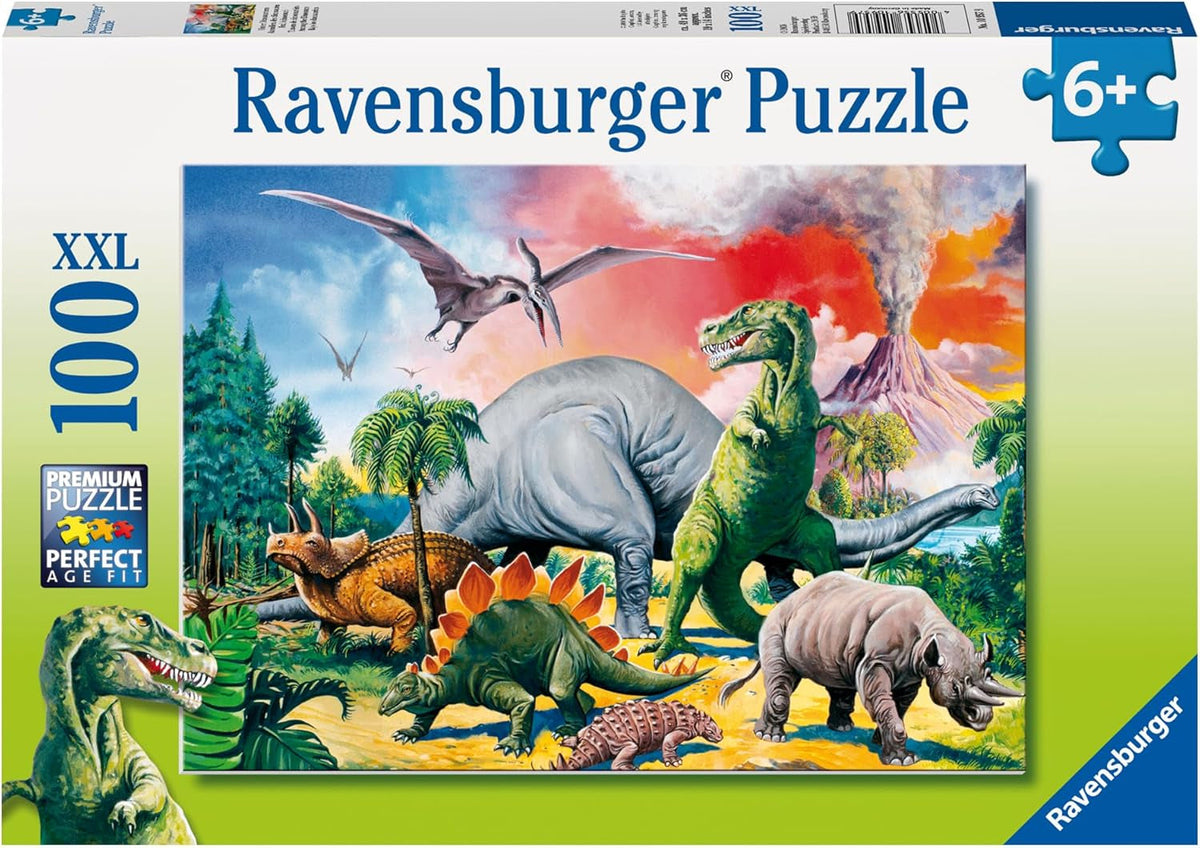 Puzzle dla dzieci Ravensburger - 10957 Wśród dinozaurów - Puzzle Dino dla dzieci od 6 lat, zawierające 100 elementów w formacie XXL Puzzle Naty Shop Single