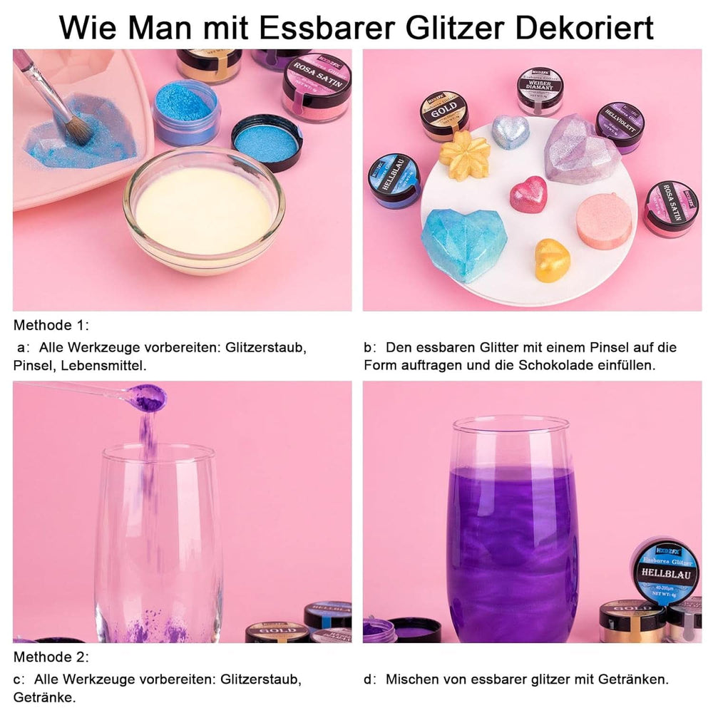 Set glitter comestibil, pudra, 3 grame per culoare Naty Shop