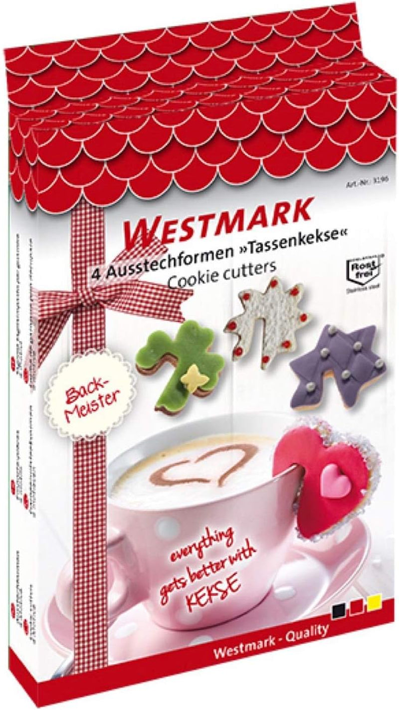 Set de forme pentru biscuiți Westmark, modele asortate, oțel inoxidabil, fursecuri pentru cană, 4 piese, argintii, 31962260