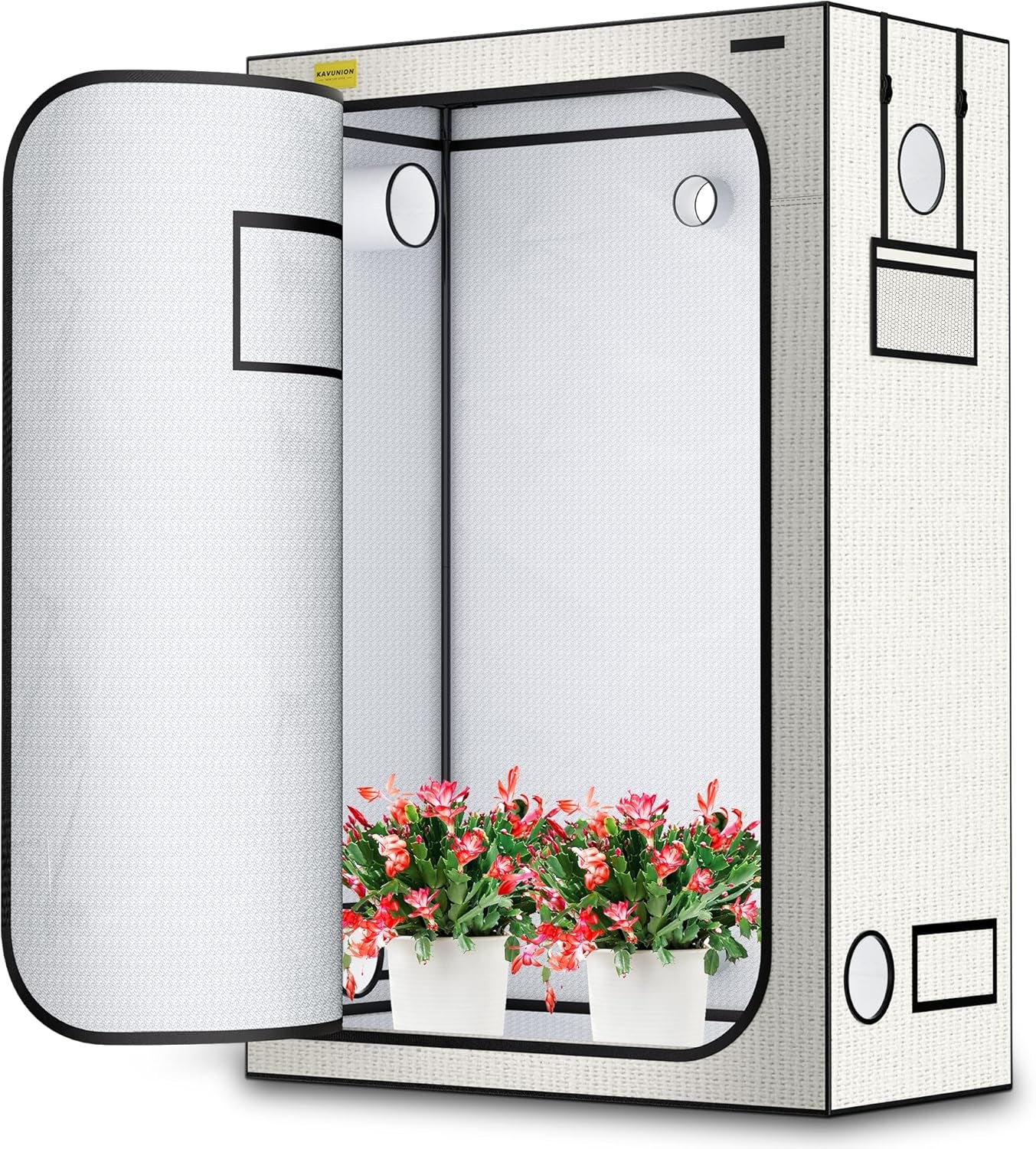 Namiot do uprawy 60x60x180 cm, materiał Oxford 600D z poliestrową folią odblaskową, stalowe rurki 22 mm, otwory wentylacyjne i okna widokowe, namioty do uprawy do hydroponiki, szklarni i ogrodów wewnętrznych