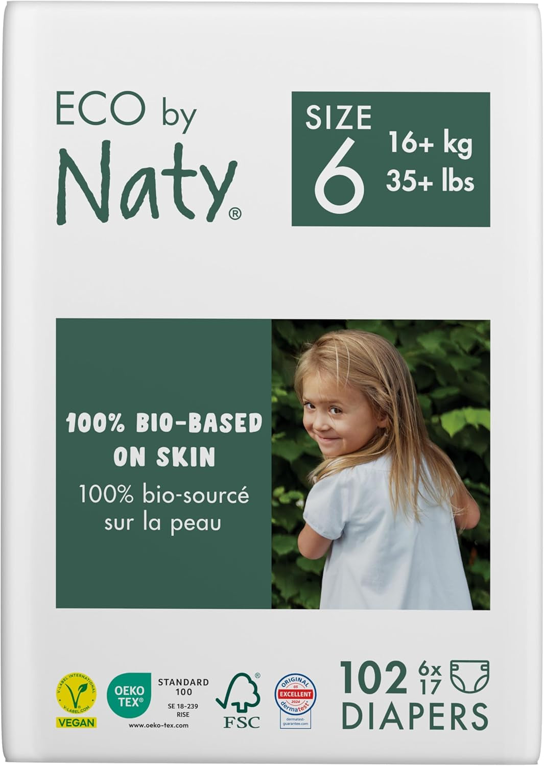 Eco Pieluchy Eco by Naty Baby Eco Diapers - pieluszki organiczne premium, ekologiczne, wykonane z materiałów pochodzenia roślinnego, idealne dla wrażliwej skóry dziecka (rozmiar 5 - 80 sztuk)