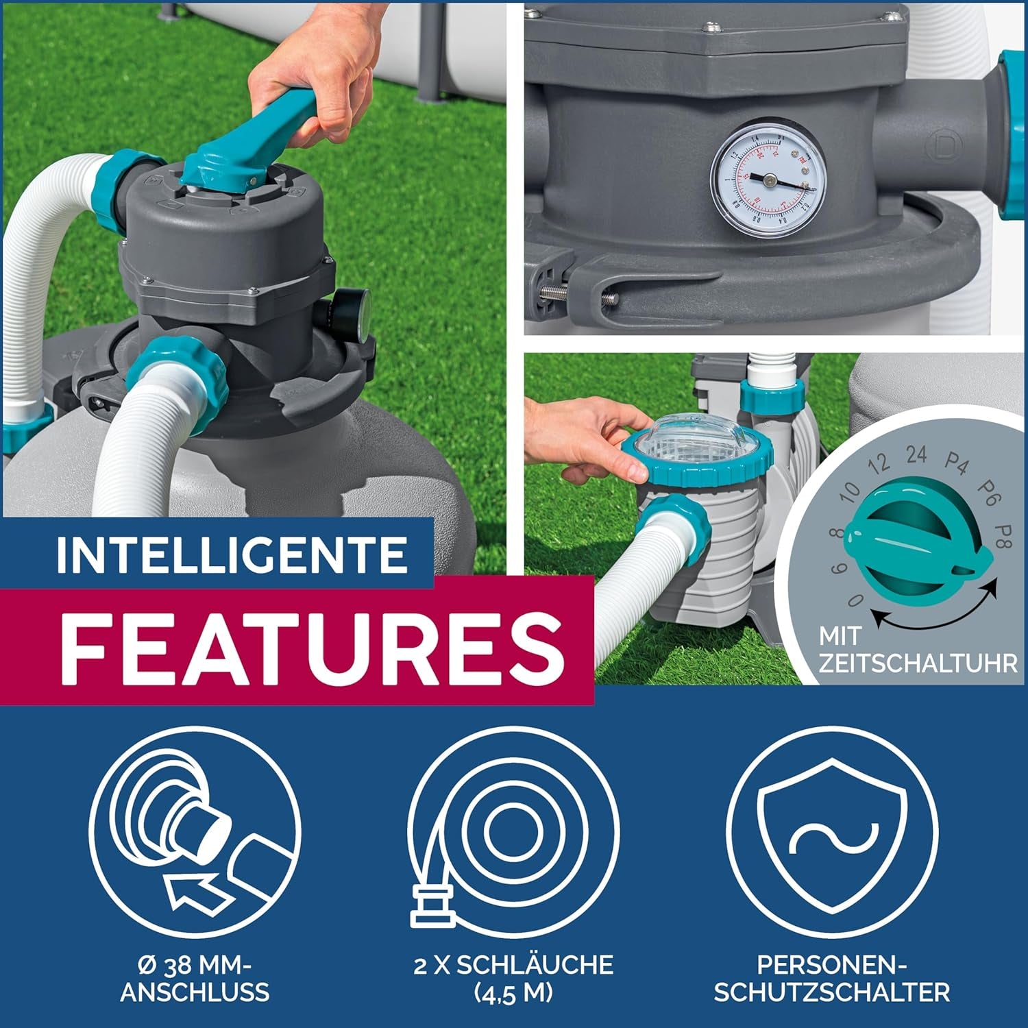 System filtrów piaskowych Bestway z timerem, 5678 l/h, 230 W