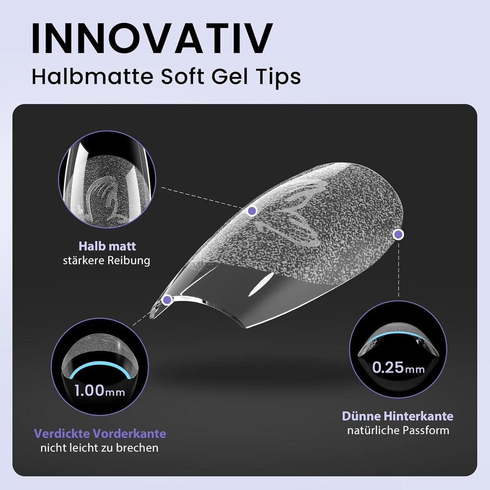 Btartbox Tipuri de Unghii Extra Scurte, Model Migdala – Acoperire Completă cu Gel X Tipuri de Unghii XS Moi pentru Unghii cu Gel – Preformate, Semi-mate, pentru Unghii Late, Salon, 320 Bucăți