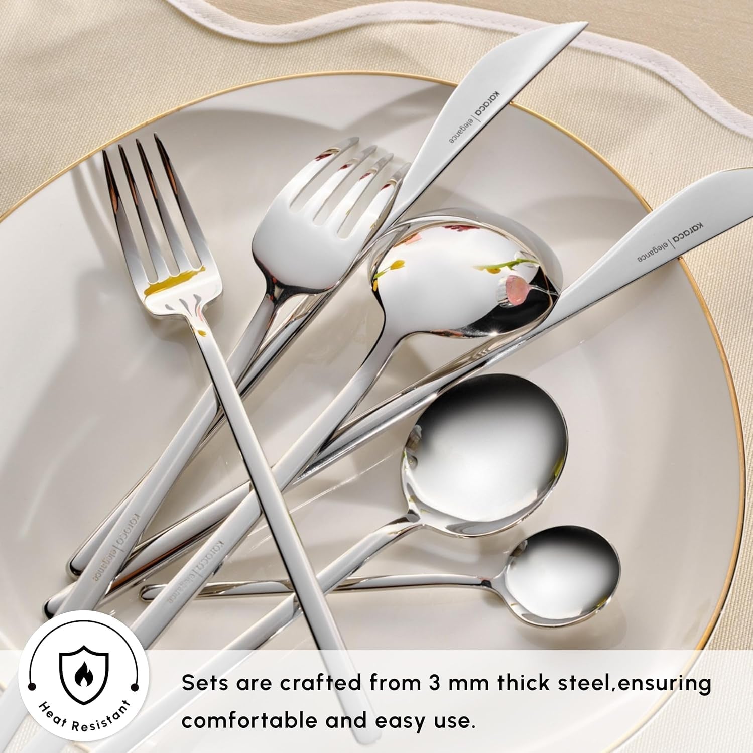 Karaca Focus Elegance, 84-częściowy zestaw sztućców, 12 osób Kitchen Naty Shop