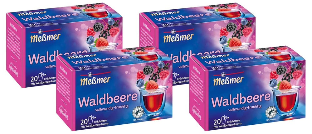 Meßmer fructe de pădure | 20 pliculețe de ceai | Vegan | Fără gluten | Fără lactoză (pachet cu 4)