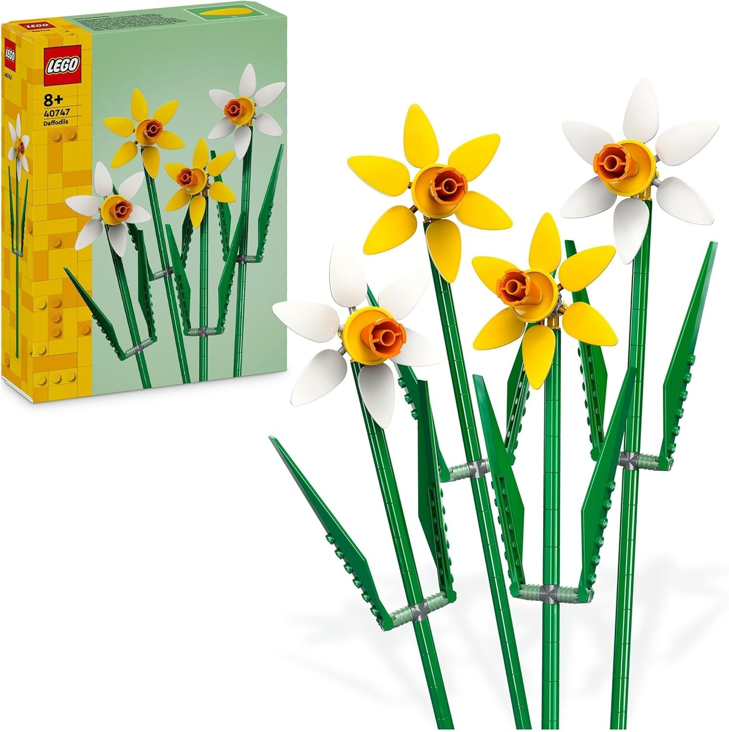 Żonkile LEGO Botanicals - Wielkanocne prezenty dla dziewcząt i chłopców - Sztuczne kwiaty dla dzieci - Bukiet kwiatów jako dekoracja pokoju lub biura - Prezent dla kobiet - 40747 Zestawy do budowania Besuche den LEGO-Store Single