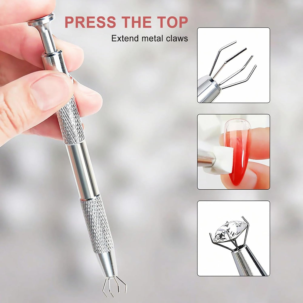 Qufiiry 200 Stück Nail Art Schwämme Mit Metallgreifer, Nagelkunst Schwammpinsel, Maniküre Zubehör Für Nägel, Um Eine Vielzahl Von Gradient Nail Art Patterns Zu Erstellen(Weiß)