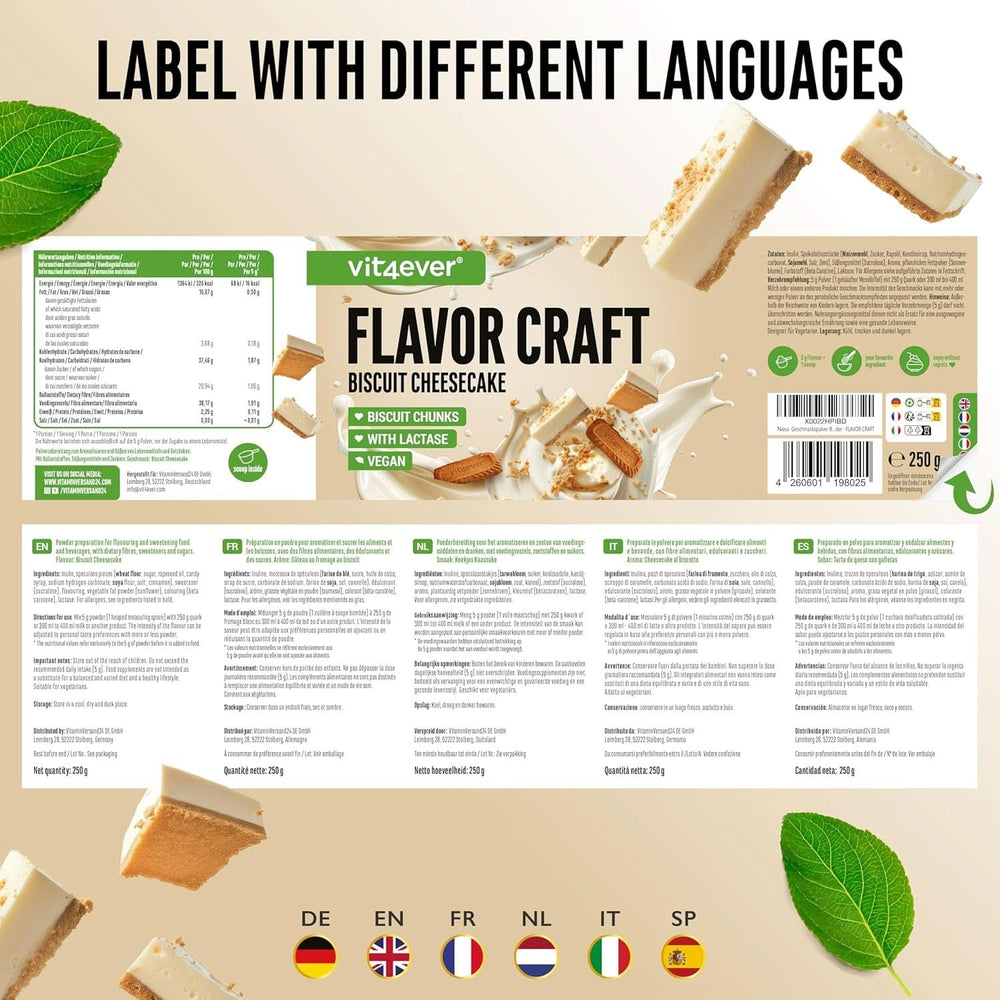 Biszkoptowy proszek o smaku sernika z dużą ilością kawałków - 250 gramów Naty Shop Flavours