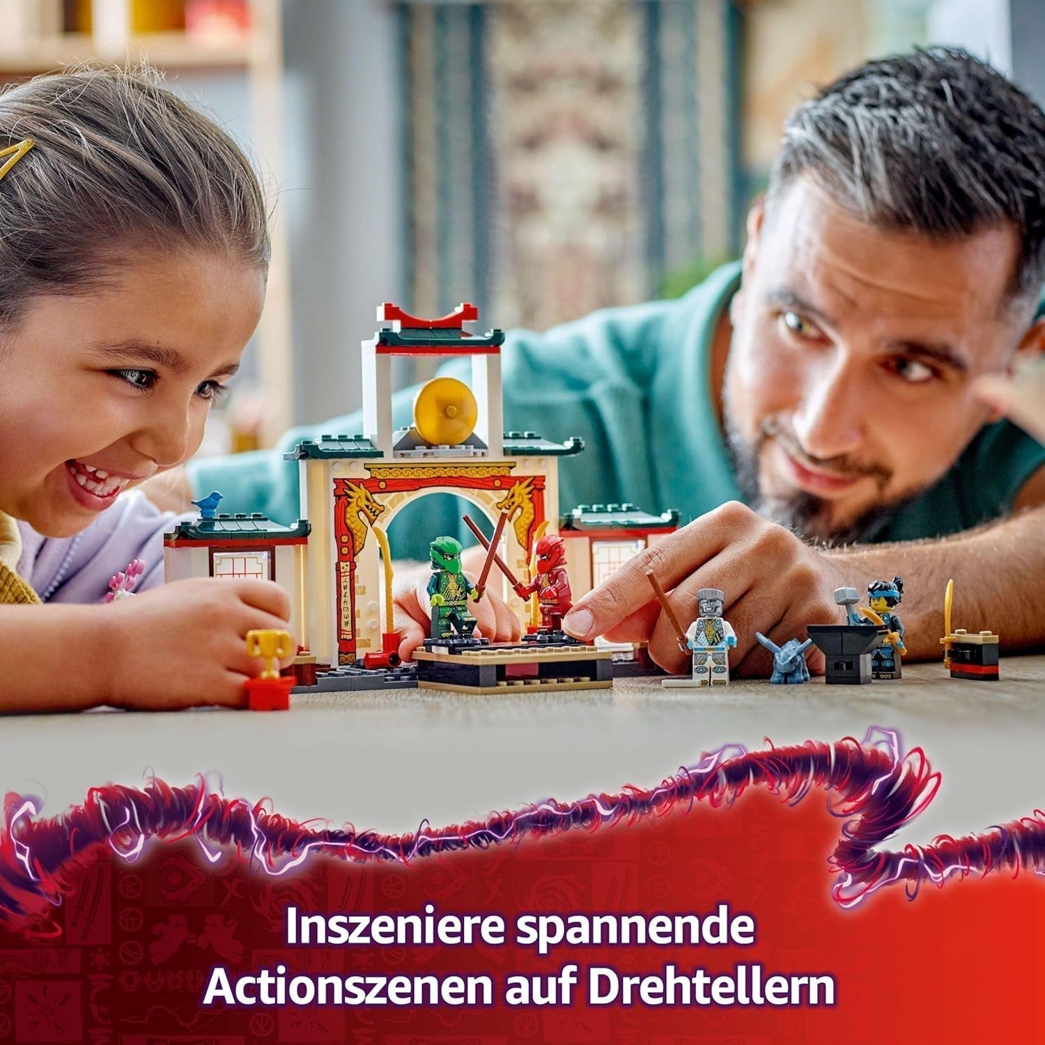 LEGO NINJAGO Świątynia ninja Spinjitzu — zestaw z 4 minifigurkami i 1 figurką smoka — zestaw do budowania — prezent na Boże Narodzenie lub urodziny dla chłopców i dziewcząt od 4 lat 71831 Zestawy do budowania Besuche den LEGO-Store