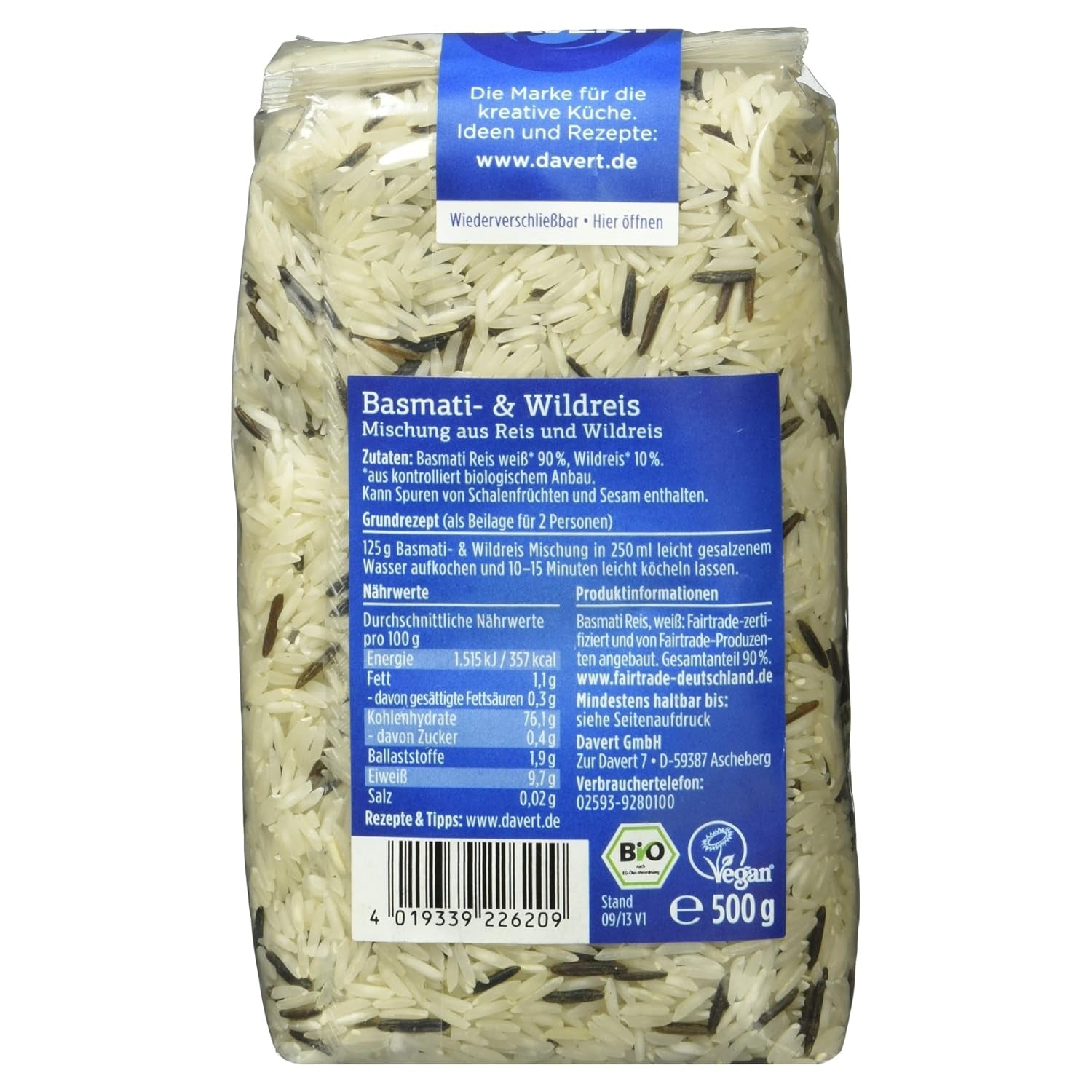 Mieszanka Davert Basmati i dzikiego ryżu, bio, 500g