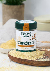 Fuchs Gewürze - Senfkörner gemahlen - für die Zubereitung von Rubs, zum Verfeinern von Suppen und Saucen - naturalne składniki - 45 g w wiederverwendbarer, recyclebarer Dawka