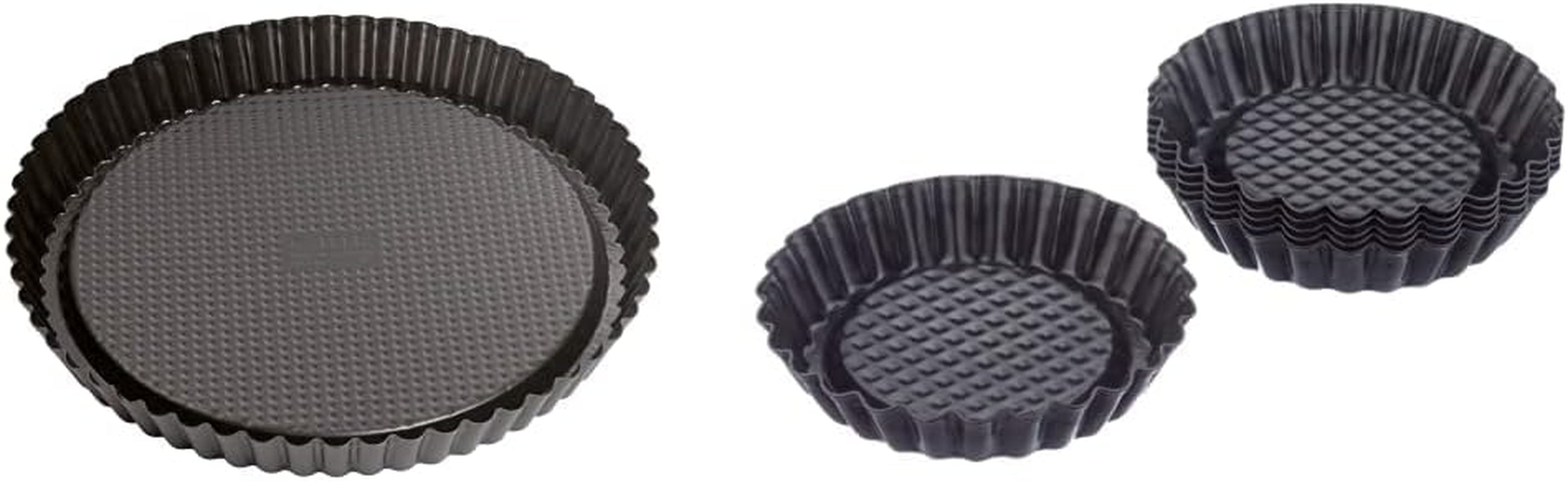 ORYGINALNY KAISER Classic Obstbodenform 28 Cm, Obstkuchenform, Gleichmäßige Bräunung & Classic Mini Torteletts 6 Stück, Tartelette Förmchen 10 Cm, Tarteform Klein, Tortelettförmchen Antihaftbeschichte Formy i blachy do pieczenia Naty Shop