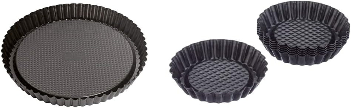 ORYGINALNY KAISER Classic Obstbodenform 28 Cm, Obstkuchenform, Gleichmäßige Bräunung & Classic Mini Torteletts 6 Stück, Tartelette Förmchen 10 Cm, Tarteform Klein, Tortelettförmchen Antihaftbeschichte Formy i blachy do pieczenia Naty Shop