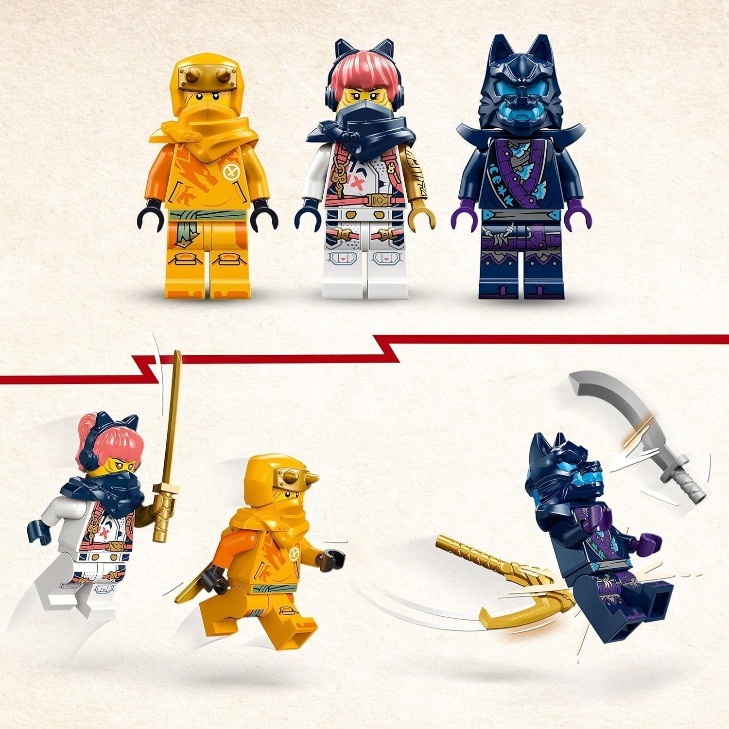 LEGO NINJAGO Mały smok Riyu Zabawka ze smokiem i trzema minifigurkami Zabawka ninja do zbudowania dla 6-latków dla chłopców i dziewcząt Pełny akcji prezent dla dzieci 71810 Zestawy do budowania Besuche den LEGO-Store