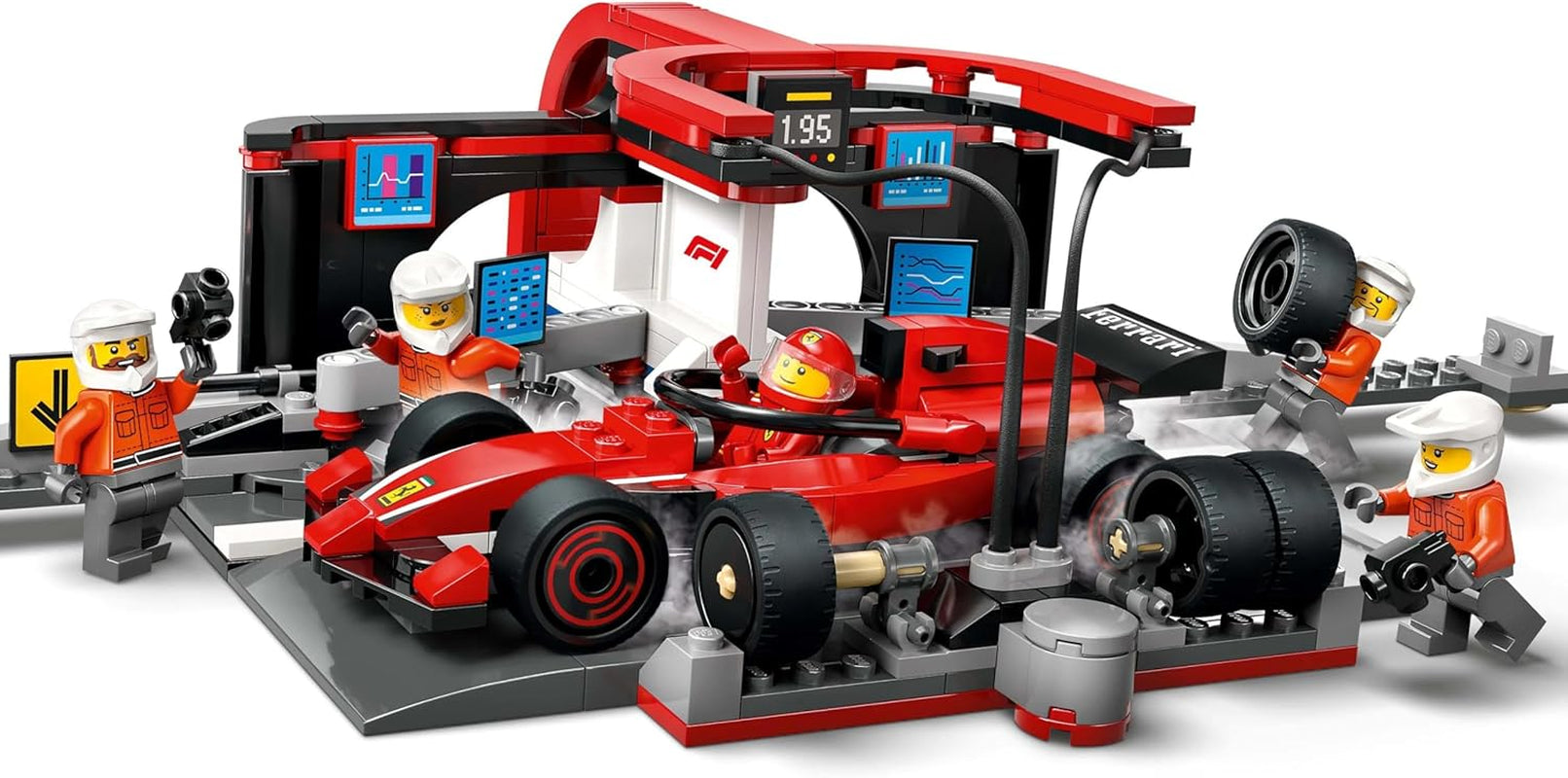 LEGO City Pit Stop F1 z zespołem i Ferrari Speedster - Zestaw pit stopu Formuły 1 z 1 kierowcą wyścigowym i 4 mechanicznymi minifigurkami - Zabawkowy samochód wyścigowy dla chłopców i dziewcząt w wieku 6+ - 60443 Zestawy do budowania Beuche den LEGO-Store