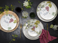 Creatable, 24222, Serie Uno in Vino Veritas, 12-Teiliges Geschirrset Für 4 Personen, Teller Set Aus Steinzeug, Spülmaschinen- Und Mikrowellengeeignet, Made in Portugal Seturi vesela masa Naty Shop
