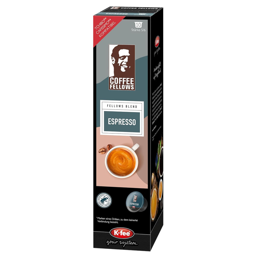 Coffee Fellows Blend Espresso Kapseln, kompatibel mit K-fee, EXPRESSI & Tchibo Cafissimo*, schokoladig-fruchtige Aromen, 120 Kaffeekapseln