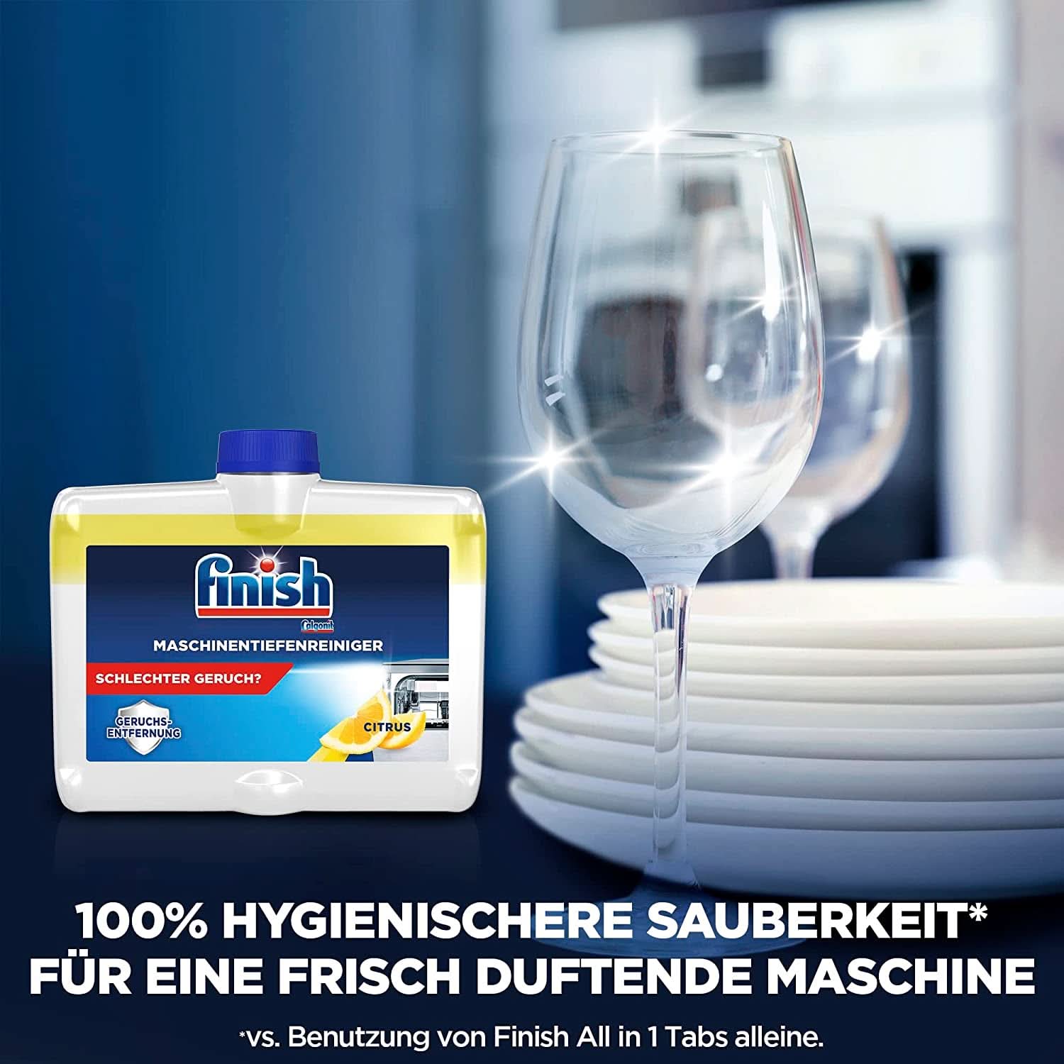 Finish Deep Machine Cleaner Citrus - detergent lichid pentru mașini împotriva calcarului și grăsimii pentru o mașină de spălat vase curată - pachet economic Naty Shop